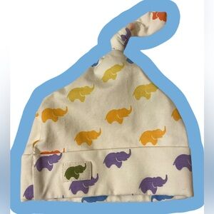 Monica + Andy Baby Top Knot Beanie with Multicolor Elephants